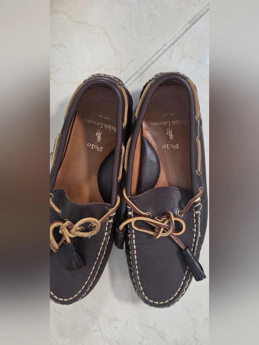 Polo Ralph Lauren Anders Loafers Men’s 7.5 Brown Leather Preppy Coastal Nautical
